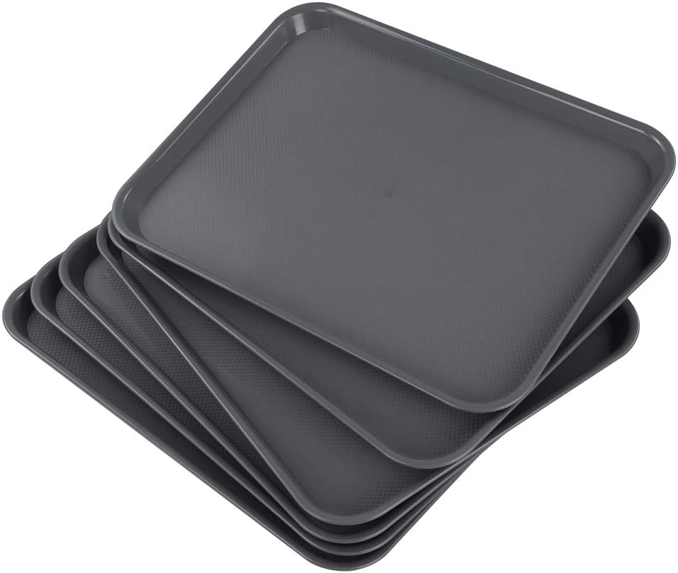 12-Pack Serving Trays, Plastic Fast Food Trays, Grey - Image 2