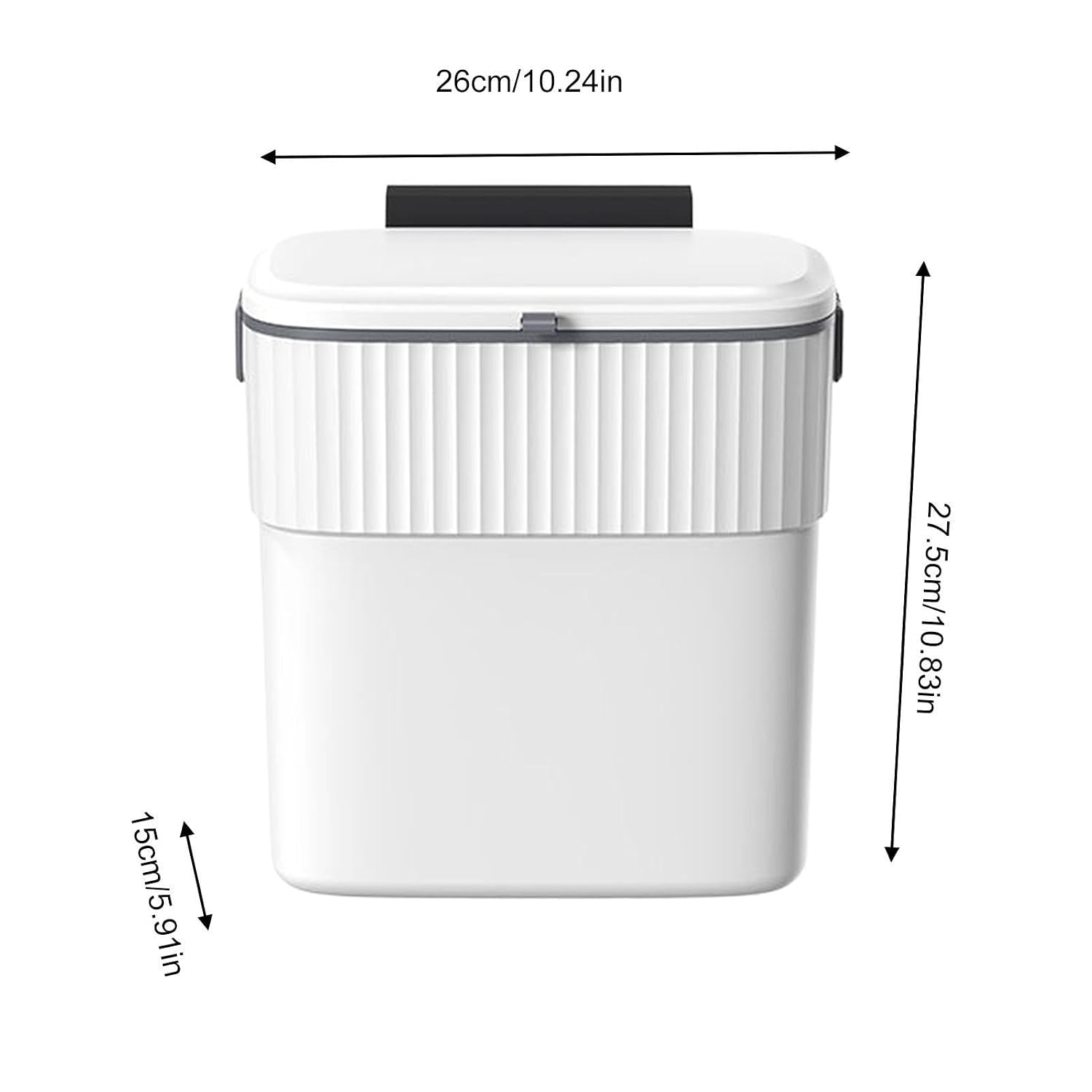 Hanging Trash Bin, Lidded Waste Basket, Kitchen Compost Bin | Space Saving Countertop Organizer Odor Control Lid Hook Design, for Bedroom Desk Tabletop Car Bathroom Kitchen Office Home Rv