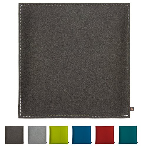Preisvergleich Produktbild ebos Wollfilz Sitzkissen / 40x40cm, handgefertigt, 100% Wollfilz / Hochwertiges Stuhlkissen, Sitzpolster mit Füllung / Schönes Stuhl-Polster, Filz-Kissen, Stuhl-Auflage (Hellgrau / Dunkelgrau)