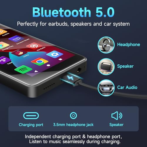 PECSU Android 14 MP3 Player, 4" Touch Screen MP4 Player for Kids, Preinstalled Spotify, Play Store, Amazon Music, Audible, Libby, Parental Control, Eye-Care Mode, 2000mAh (Space Black) by PECSU - Image 4