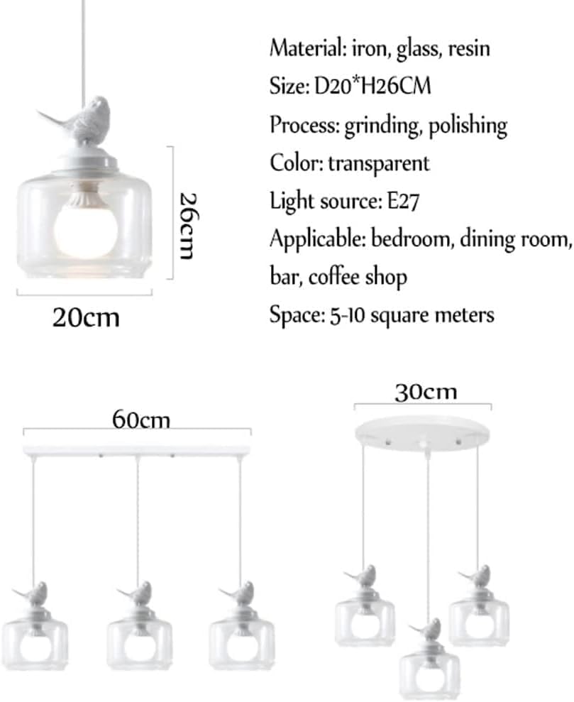 Lámpara de techo de vidrio transparente con tres luces nórdica 2
