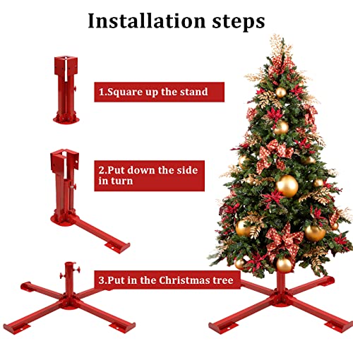 Hosko Christmas Tree Stand, 2 Inch Diameter Artificial Christmas Tree Metal Ornament Holder, Heavy Duty Quadripod Rustproof Base Stand For Artificial Xmas Tree, Umbrella（ 2 Inch） #TOP3