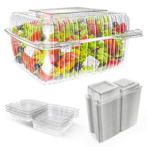 EHOMEA2Z Clamshell Food Containers (6x6,50 Pack) Snap-tight Dual Locks Plastic Clamshell Packaging, Durable and Easy Grip, Pie To Go Containers For Desserts, Restaurants, Parties.