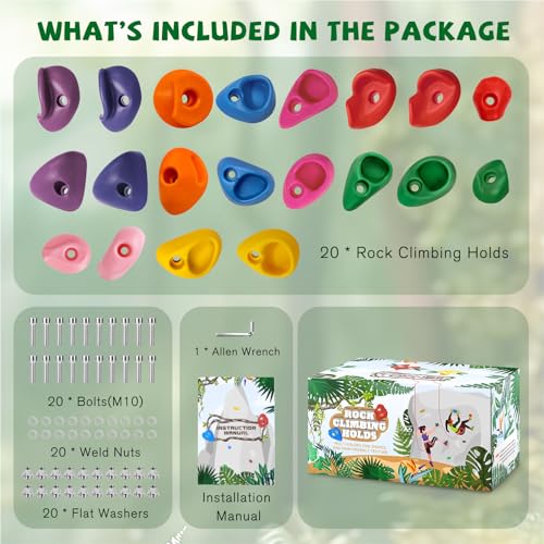 image for TOPNEW 20PCS Rock Climbing Holds for Kids, Climbing Rocks for Play Set