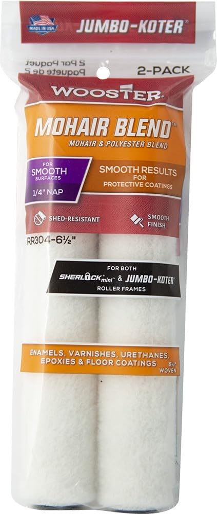 Wooster RR304 6-1/2" x 1/4" Nap Mohair Jumbo-Koter Mini Roller Cover (2pk) - 12ct. Case