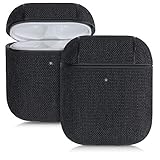 kwmobile Funda Compatible con Auriculares Apple Airpods 1 & 2 - Estuche Protector Duro Forrado en Tela Gris Oscuro