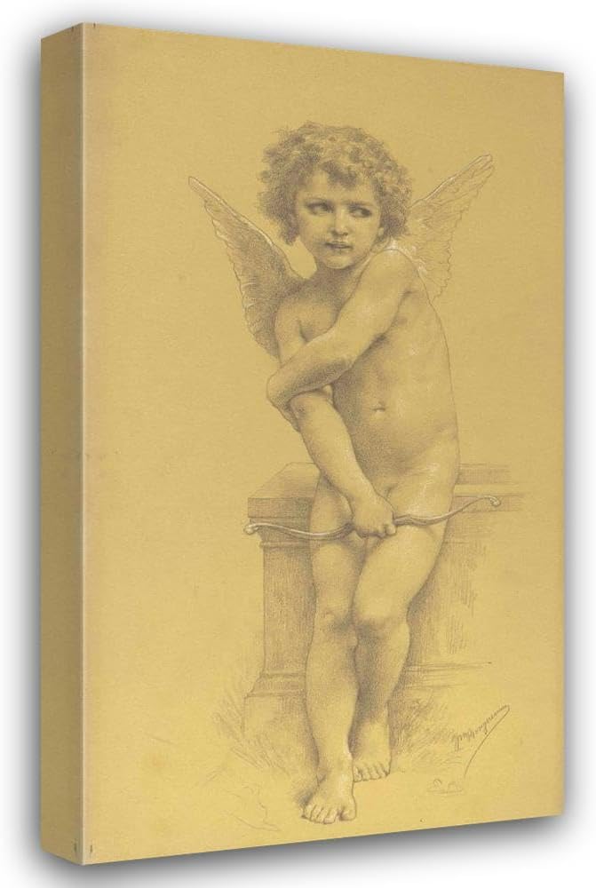 ArtDirect William Bouguereau 12x18 Gold Ornate Frame and Double Matted Museum Art Print Titled: Cupid and His Bow