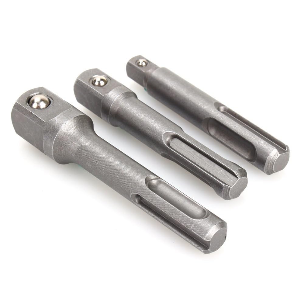 4Pcs Drill Socket Adapter Set SDS Plus Socket Adaptor 1/4" Hex Socket Adaptor 1/4" 3/8" 1/2" Square Socket Extension Drill Bit Adapter — Amazon image 4