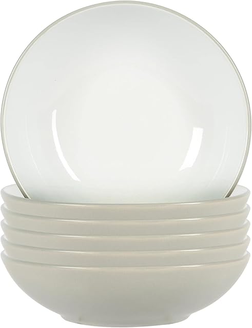 Nicola Spring Stoneware Pasta Bowls - Heavy Duty, Smooth Finish, Dinnerware - 22cm - Matt Light Grey - Pack of 6
