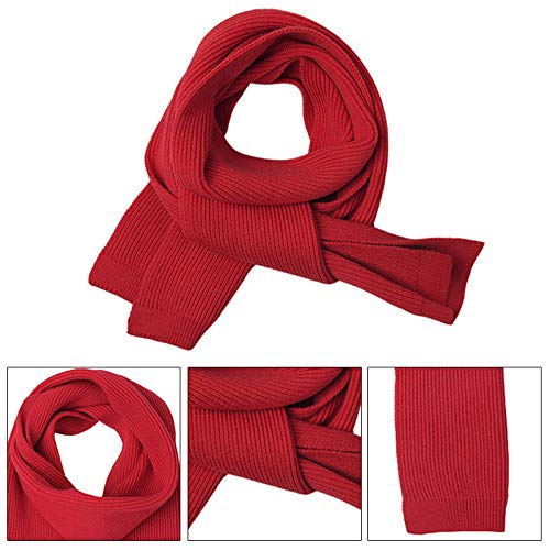 Goclothod Knitted Scarf Fashion Solid Color Neck Warmer Winter Warm Scarves Wrap Shawl Red #TOP4