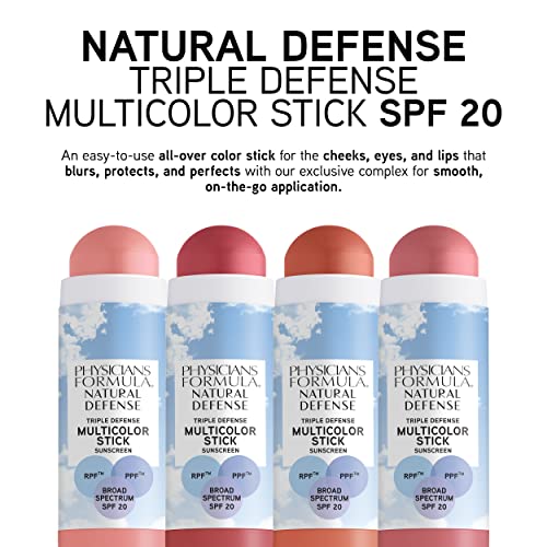 Physicians Formula Natural Defense Blush Stick Makeup, Spf 20 Natural Rose, For Cheeks, Eyes And Lips | Dermatologist Tested, Clinicially Tested #TOP1