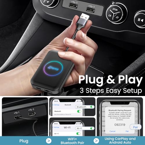 Android Box CarlinKit Wireless CarPlay Adapter. Easy to operate, Plug and play, Converts Wired to Wireless, Support videos Netflix, YouTube,etc, 3-in-1 Android System CarPlay Android Auto Dongle(LITE)