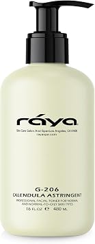RAYA Calendula Astringent with AHA 16 oz G-206 | Glycolic Facial Toner for Combo and Partially Oily Skin Prone to Break-Outs | Helps Normalize pH and Fight Bacteria | Made with Alpha Hydroxy Acids