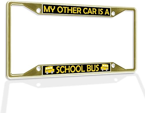Miniatura 7 de Fastasticdeals Marco de placa de metal para matrícula Mi otro coche es un autobús escolar B resistente a la intemperie accesorios de coche negro 4
