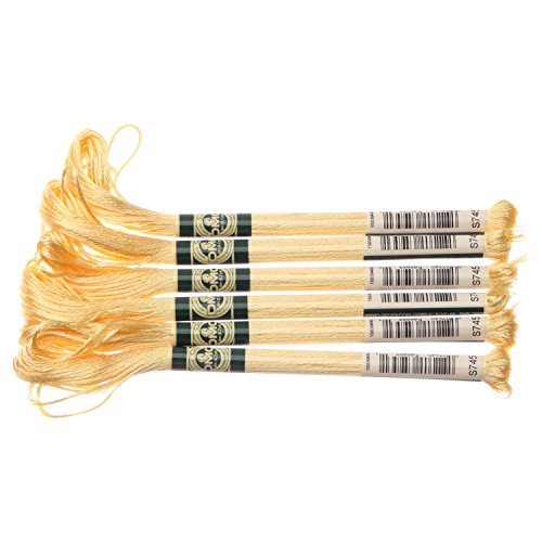 DMC サテン糸 刺繍糸 6束入 25番 8m #S745 イエロー系 DMC1008F