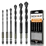 DECKRKAT 6-Piece Black Masonry Drill Bit Set for Concrete, Brick, Tile - Carbide Tipped, Quick Change 1/4' Hex Shank (5/32',3/16',1/4',5/16',3/8',1/2') w/Storage Case