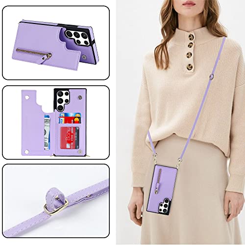 Coque portefeuille Samsung S21 Plus antichoc cuir violet anti-perte