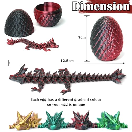 DUOCIYUAN 4er Set 3D Gedrucktes Drachenei, Überraschungs Drachenei mit Drache Geheimnisvolle Drachen Spielzeug für Erwachsene Kinder 3D Drache im Ei für Easter Weihnachtstag Schreibtisch Dekoration(C)
