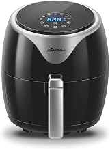 OZEANOS Heißluftfritteuse 3,5L Schwarz OT-AF-35BS-DIGITAL - Präzise Temperaturregelung, Digitales LED-Touchscreen, Timer, Vorheizfunktion - Multifunktionale Fritteuse für Zuhause, Fettfrei