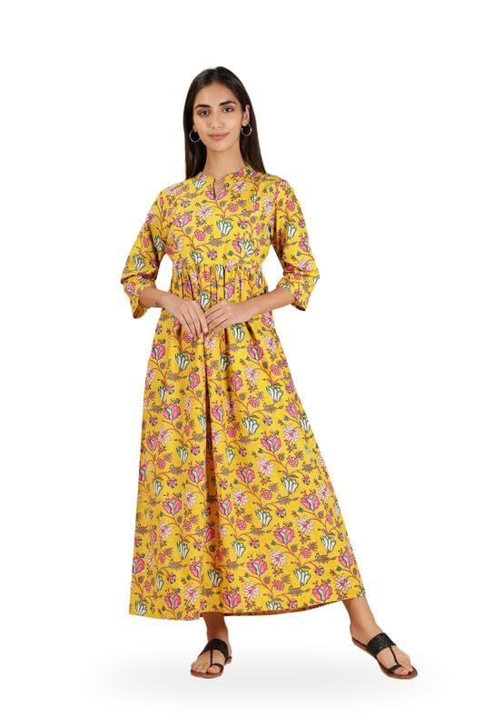 NIHSAMAH Cotton Feeding Night Gown for Women, Printed Breastfeeding Long Cotton Nighty, Pregnancy, Nursing, Maternity, Maxi