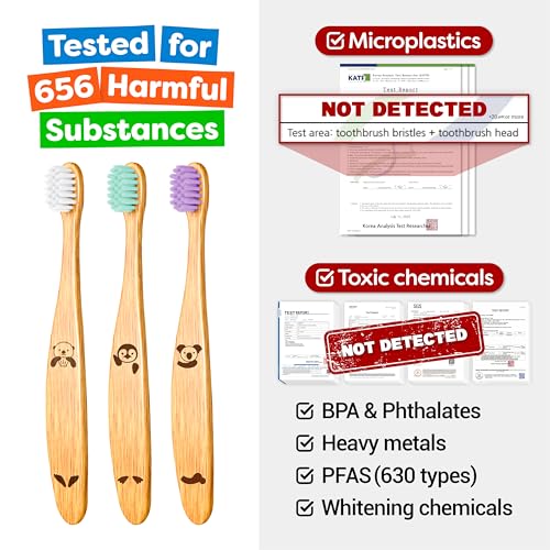 Image of Dr. Noah Microplastic-Free Bamboo Baby Toothbrush, Dentist Designed, 6 Pack