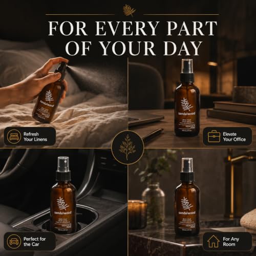 Image of Hemlock Park Sandalwood Botanical Mist Room + Linen Spray | 4 oz Glass Bottle | Made in USA
