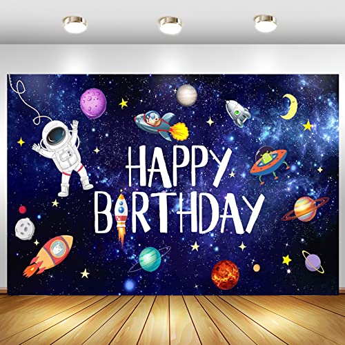 Espacio Exterior Pancarta De Cohete,Decoración De Fiesta De Cumpleaños,Fondo Fotográfico De Happy Birthday,Astronauta Telón De Foto,para Cumpleaños De Niños Telón De Foto De Fiesta,150 x 100 cm