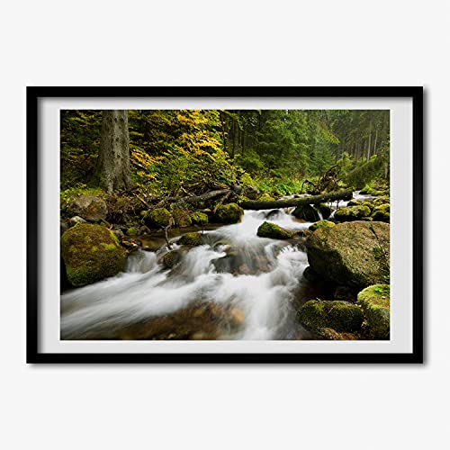 Cadre MDF Tulup peinture paysage de forêt 70x50 cm pour décoration de chambre