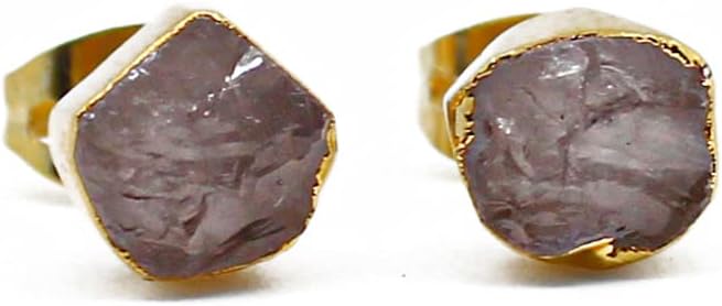 Natural Raw Gemstone Stud Earrings Handmade Crystal Handmade Jewelry Hypoallergenic Gold Plated Trendy Western Fashion Jewelry For Women - Image 2
