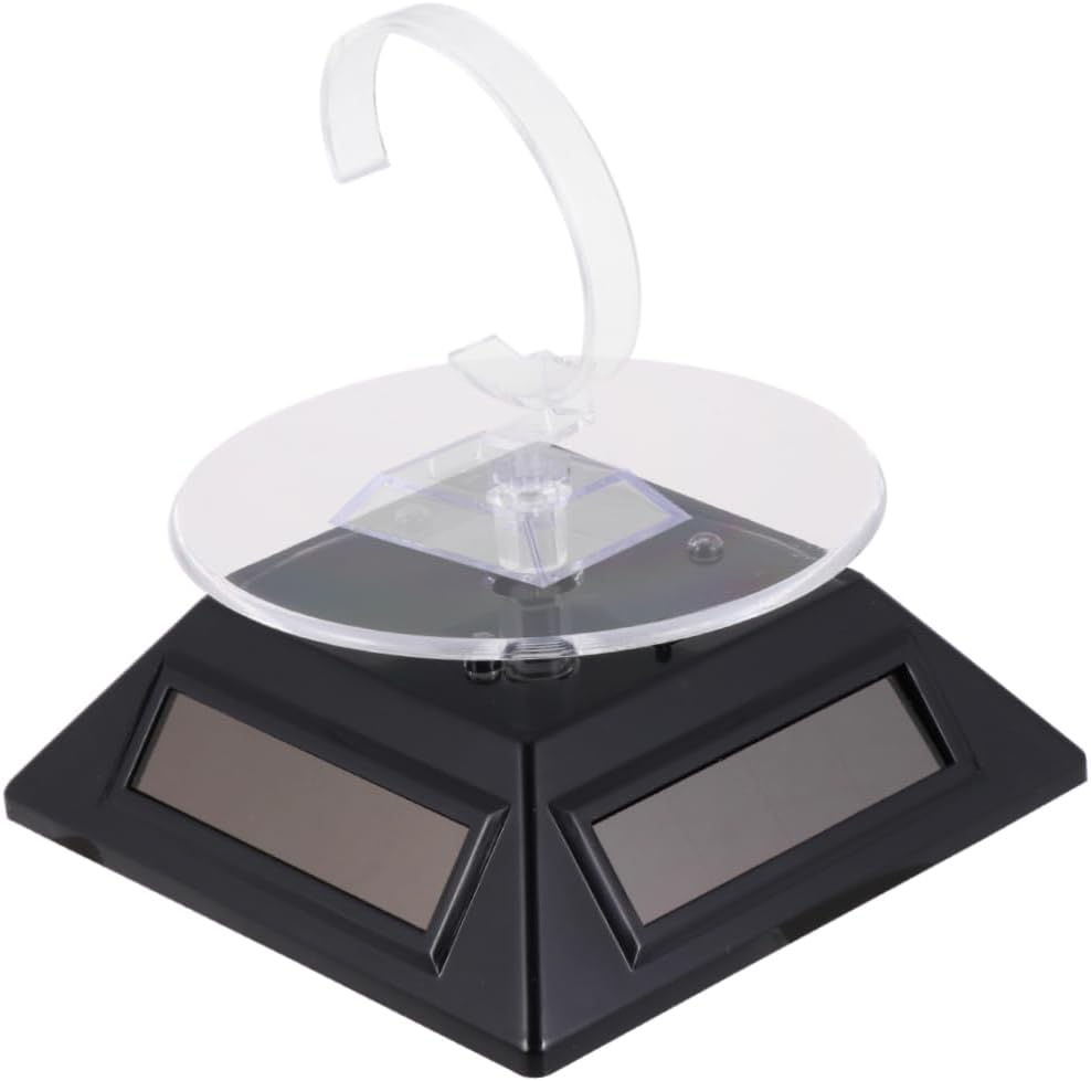 PRETYZOOM Solar-powered Rotating Display Stand for Jewelry Watch Phone Rotating Platform Display Holder Light