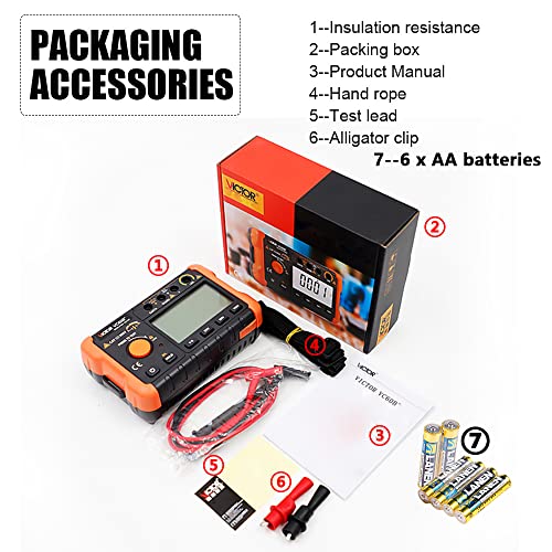 Leagy Victor Vc60B+ Digital Insulation Resistance Tester - Accurate Megohm Meter For Dc/Ac Voltage Testing (20-1000V, 20-750V) And Resistance Measurement (0-5000 Megohms) #TOP5