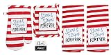 Patriotic Kitchen Towels Sets Potholder Oven Mitt Red White and Blue Stars and Stripes Dish Towels 4