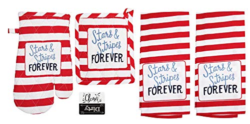 Patriotic Kitchen Towels Sets Potholder Oven Mitt Red White And Blue Stars And Stripes Dish Towels 4Th Of July Summer #TOP18