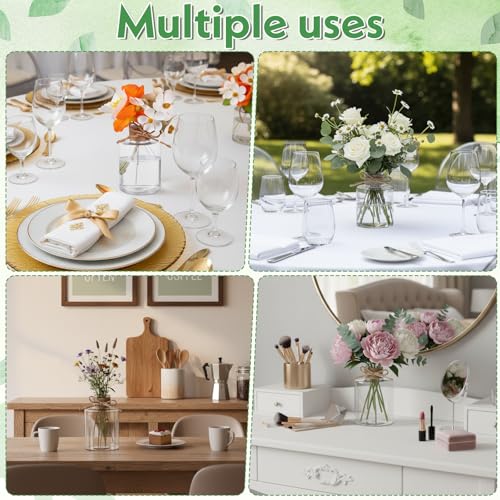 12 Pack Clear Plastic Vases for Centerpiece, Clear Shatterproof Bud Vases Small Floral Containers for Wedding Table Decor, Bulk Hyacinth Bulb Growing Jars (4.7 Inch) - Image 7