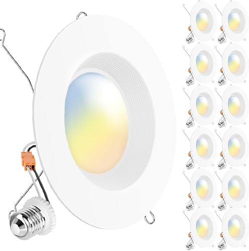 Sunco - Iluminación LED empotrable de 6 pulgadas, paquete de 12 unidades seleccionables 2700K3000K3500K4000K5000K, luces de lata regulables, borde