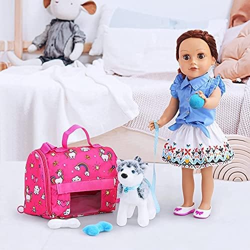 ZITA ELEMENT American 18 Inch Girl Dolls Accessories For Puppy Dog, Carrier, Bowl, Bone, Bed, Blanket, Tennis Ball, Doll Puppy Set and Accessories(Please understand that doll & shoes are not included)