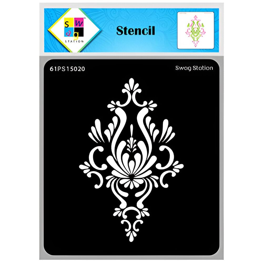 SWAGSTATION Indian Motif 2 Stencils Reusable Painting Template for Art and Craft- 6x6 Inches Mixed Media, Wall Painting, Home Decor, DIY Albums, Card Making and Fabric Painting - Wall Stencil Small-image-24