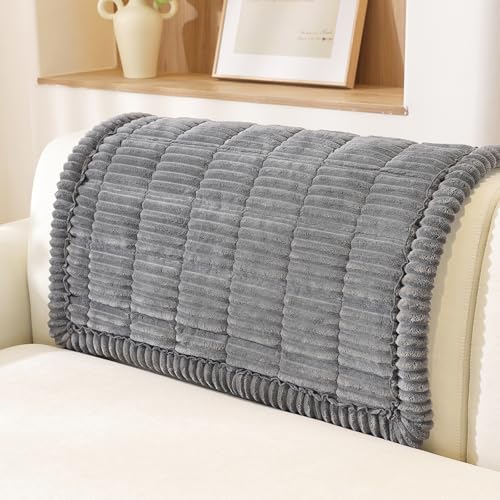 Royhom Dicke Sofa Überzug für Haustiere, Anti-Rutsch Sofabezug 2 3 4 Sitzer, Grau Couch Überzug, Sofaschoner für Wohnzimmer (Armlehne, 70 x 90 cm)