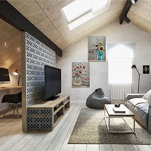 Tisoso Sunflower Retro Vintage Tin Sign Rustic Country Home Decor For Kitchen, Bathroom 2Pcs-7.8X11.7Inch #TOP5