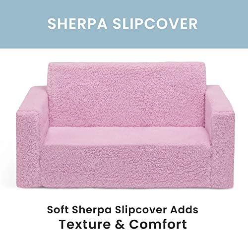Delta Children Cozee Flip-Out Sherpa 2-in-1 Convertible Sofa to Lounger for Kids, Pink - image 6