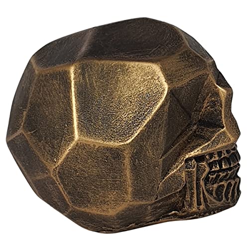 Crânio Caveira Geométrico Metalizado Ouro Dourado Resina