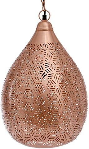 Lamps and Light, Iron, New Handmade Vintage Marrakesh/Moroccan Hanging Lamp , Contemporary Balloon Shaped Indoor Pendant Light, 29 x 29 x 43 cm, Copper [Energy Class A++]