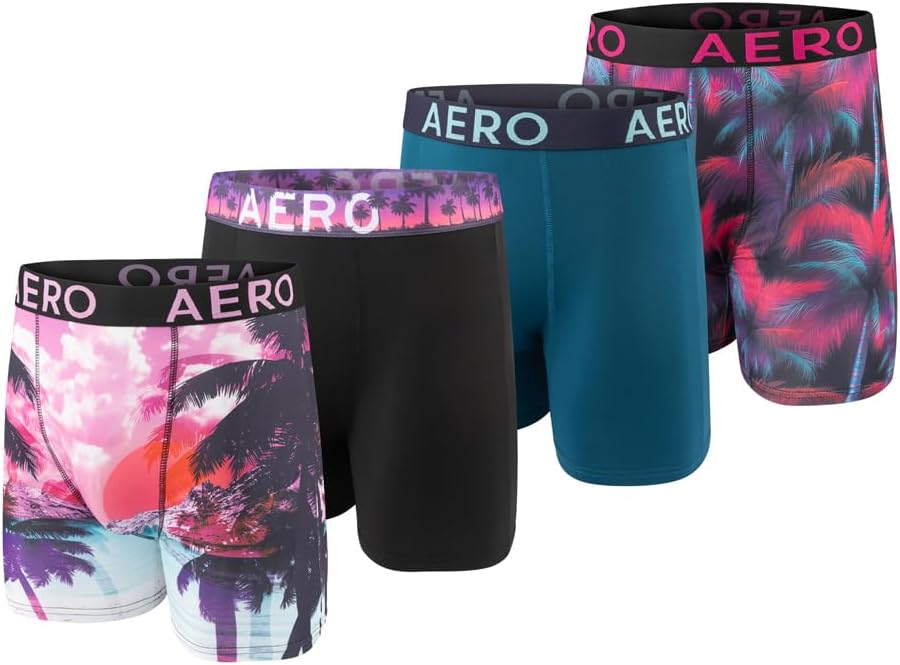 AEROPOSTALE Mens Boxer Briefs 4 Pack Poly Spandex Performance Boxer Briefs Underwear