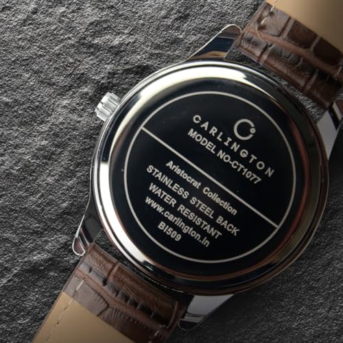 Image of Carlington Aristocrat Series Analog Watches for Men with Premium Leather Strap - CT 1077