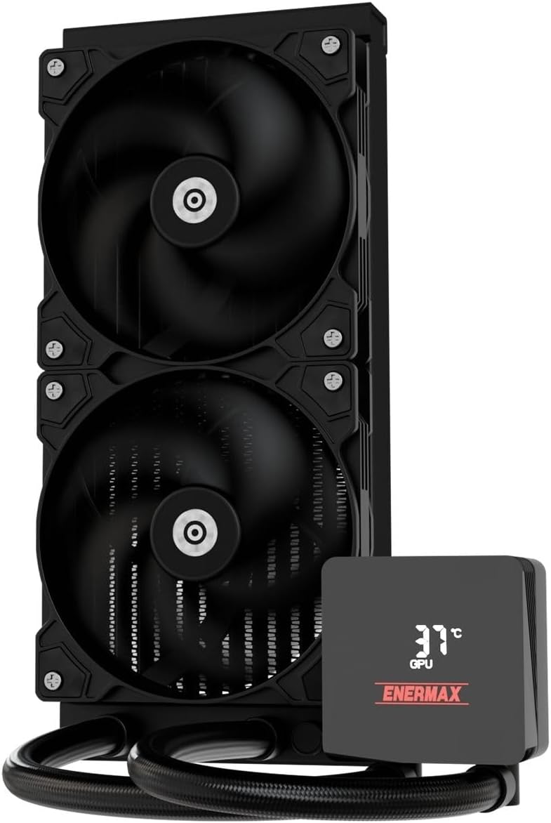 ENERMAX LIQMAX IV 240 mm AIO CPU de refrigeración por agua, cámara doble, TDP 360 W +, Intel LGA 1851/1700/115x/2066, AMD AM5/AM4, pantalla digital, 2 ventiladores de flujo de rendimiento PWM de 120 6