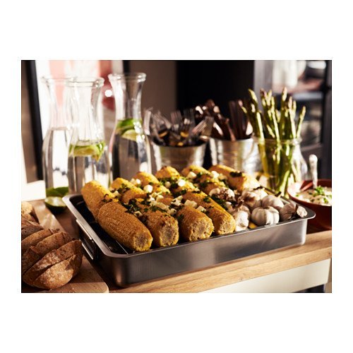 IKEA koncis roasting pan with grill rack, stainless steel, gray 16x13", 100-990