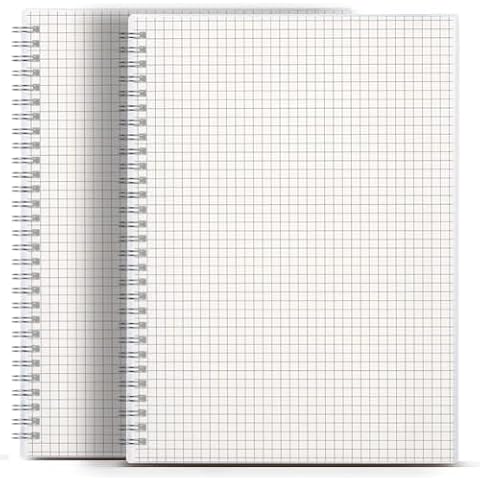 shiningsoul Graph Paper Notebook 8.5 x 11 (A4) 2 Pack, 80 GSM Graph Paper Large Squares 80 Sheets Per Pack, Hardcover Grid Notebook Cover