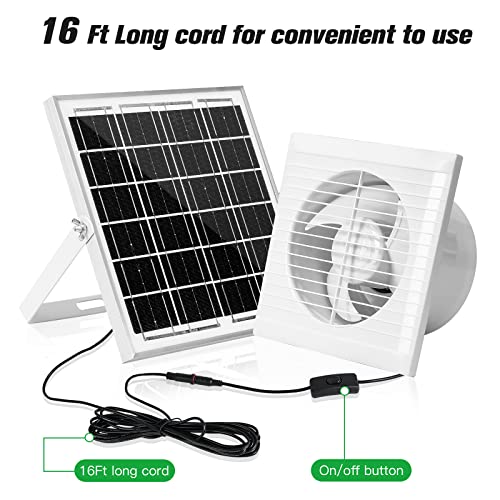Blessny Solar Powered Exhuast Fan, 10W Solar Panel + 6 Inch High Speed Exhuast Vent Fan 195 M³/H For Outside Greenhouse, Chicken Coop, Shed, Pet House, Attic #TOP3
