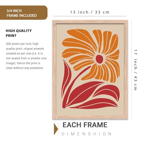 Image of kotart Home Decor Boho Painting Decorative Wall Art poster With Frame For Living Room Bed Room Hotel Wall Decor Digital Reprint Set of 3 (13X17 inch)