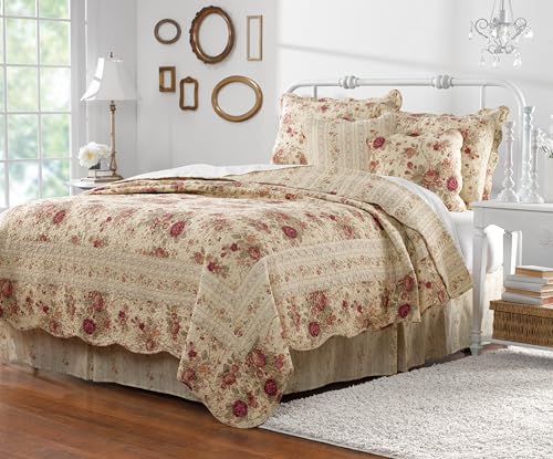 Greenland Home Antique Rose 100% Cotton Heirloom-Quality Quilt Set, 5-Piece King/Cal King, Ecru by Greenland Home Fashions - Used condition - US$91.41